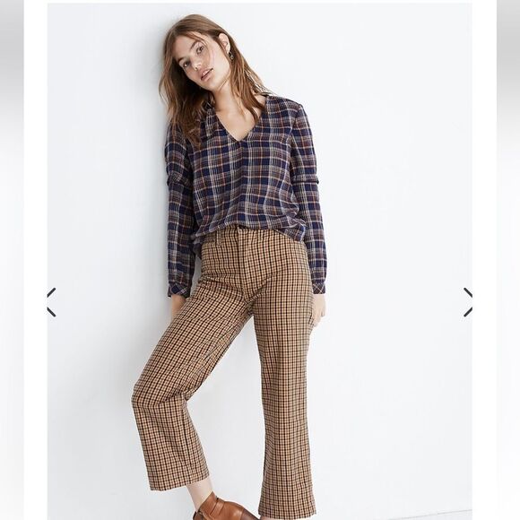 Madewell size medium gently worn Plaid V-Neck Ruffle Top - Picture 1 of 10